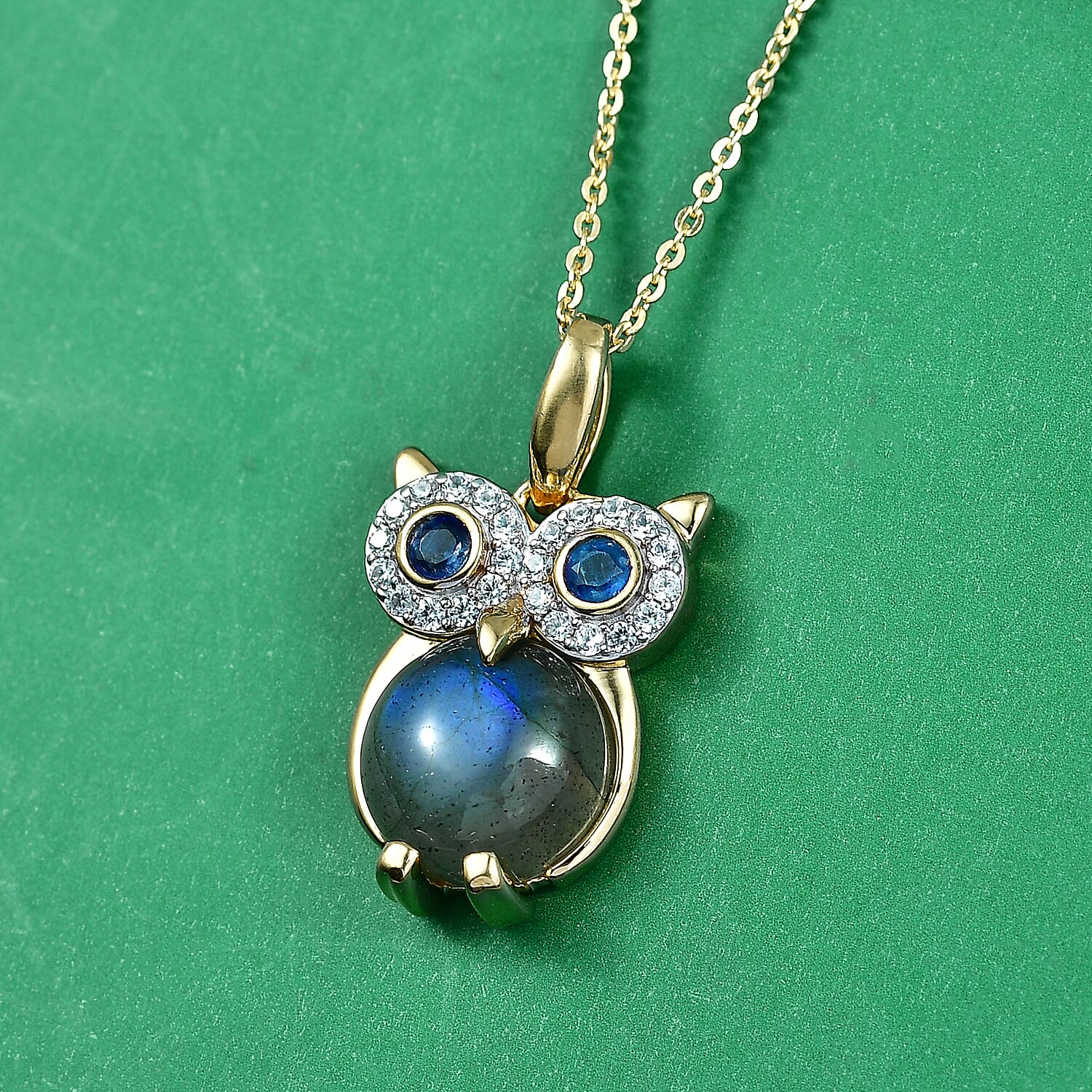 Labradorite and Multi Gemstone Owl Pendant