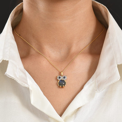 Labradorite and Multi Gemstone Owl Pendant