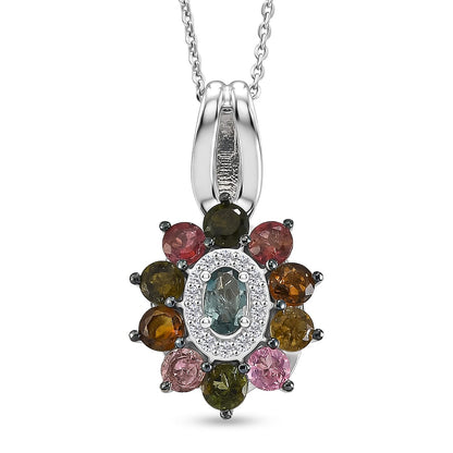 Multi Tourmaline and White Zircon Pendant