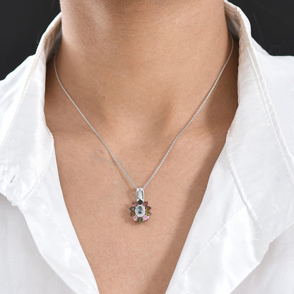 Multi Tourmaline and White Zircon Pendant
