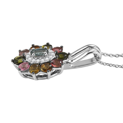 Multi Tourmaline and White Zircon Pendant