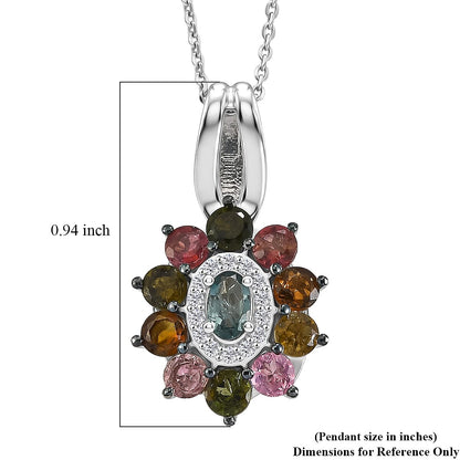 Multi Tourmaline and White Zircon Pendant