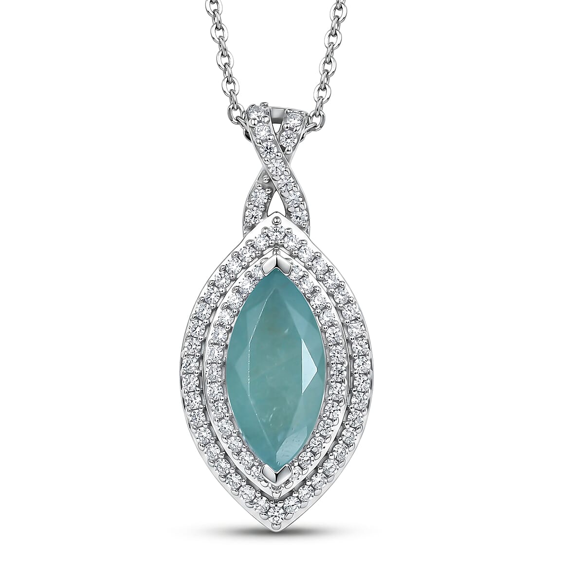 Grandidierite and Moissanite Ocean Infinity Pendant