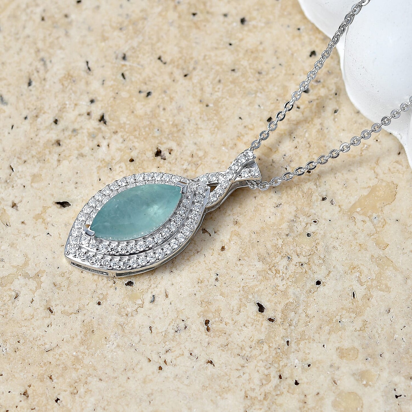 Grandidierite and Moissanite Ocean Infinity Pendant