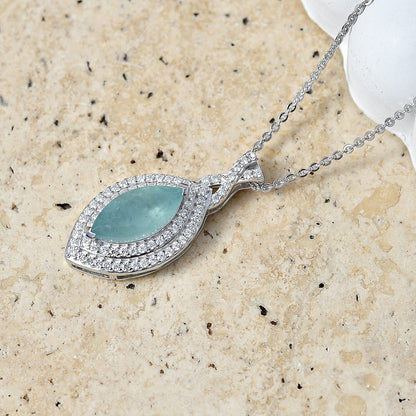 Grandidierite and Moissanite Ocean Infinity Pendant