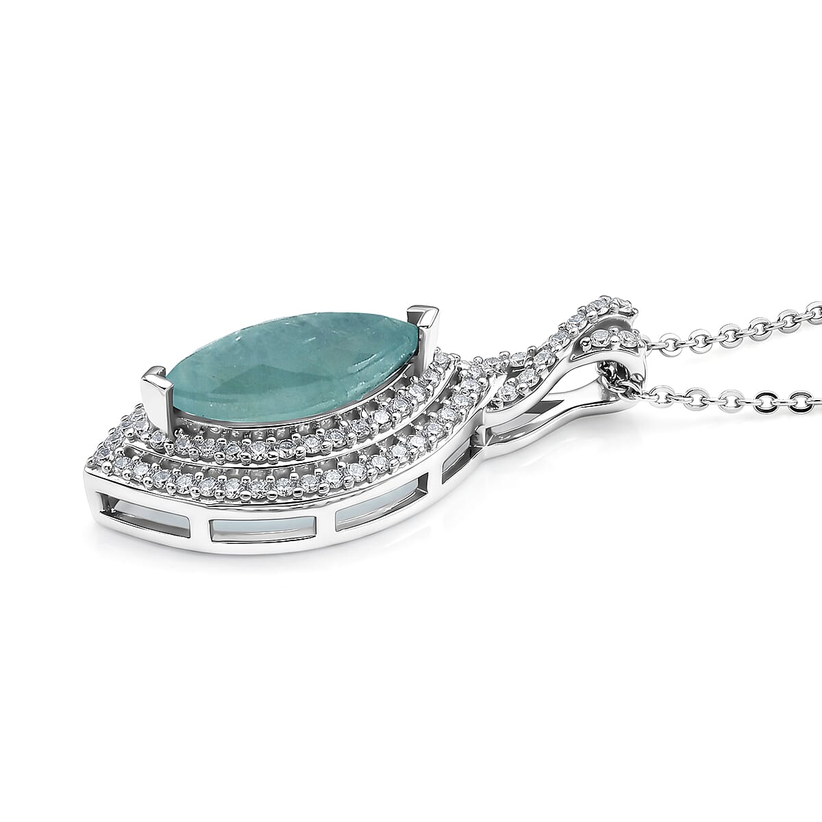 Grandidierite and Moissanite Ocean Infinity Pendant