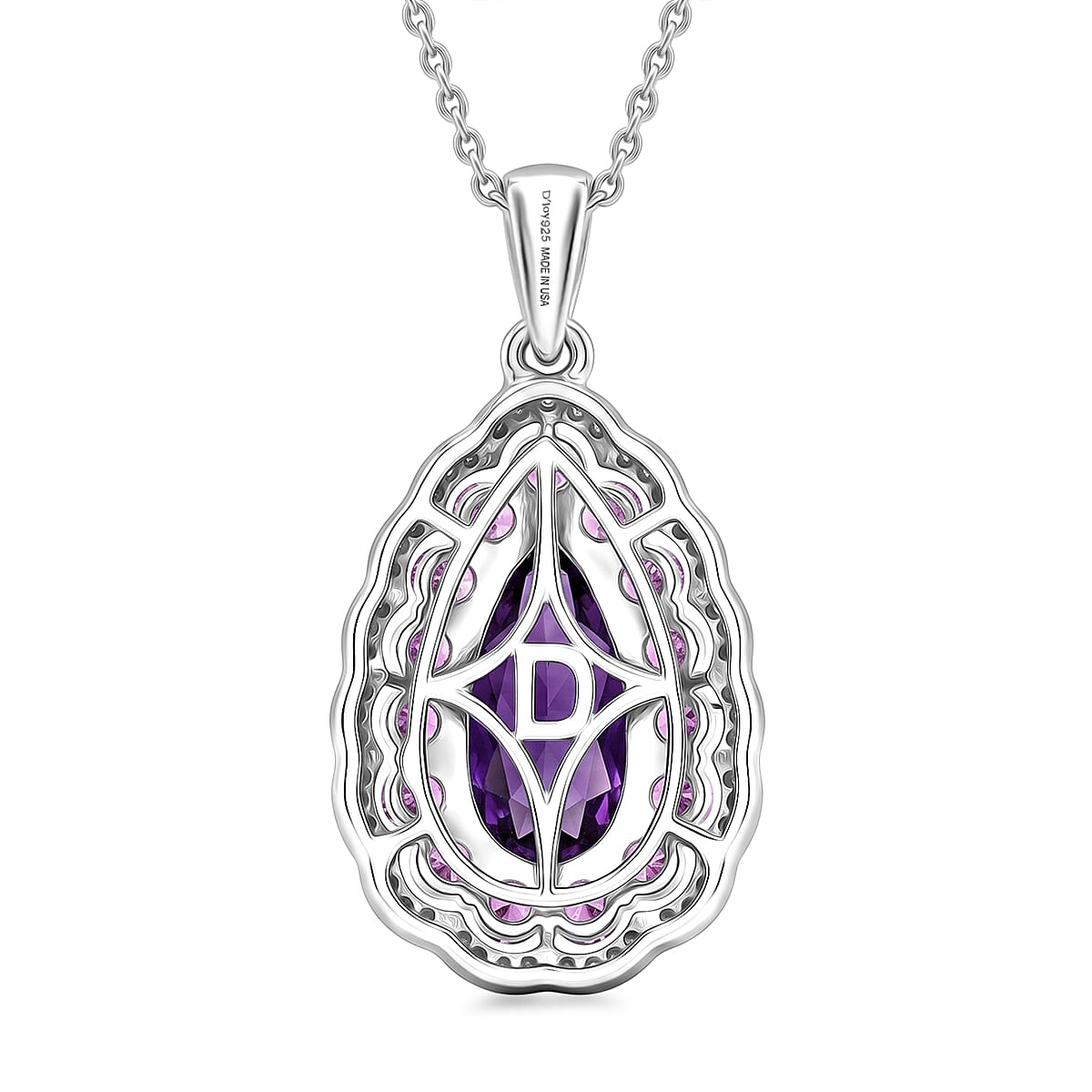 Amethyst and Multi Gemstone Teardrop Bloom Pendant