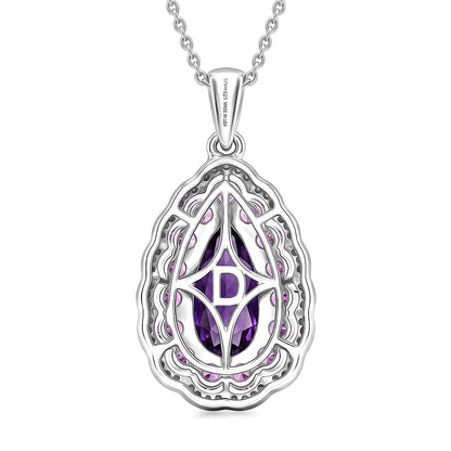 Amethyst and Multi Gemstone Teardrop Bloom Pendant