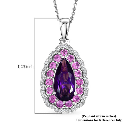Amethyst and Multi Gemstone Teardrop Bloom Pendant