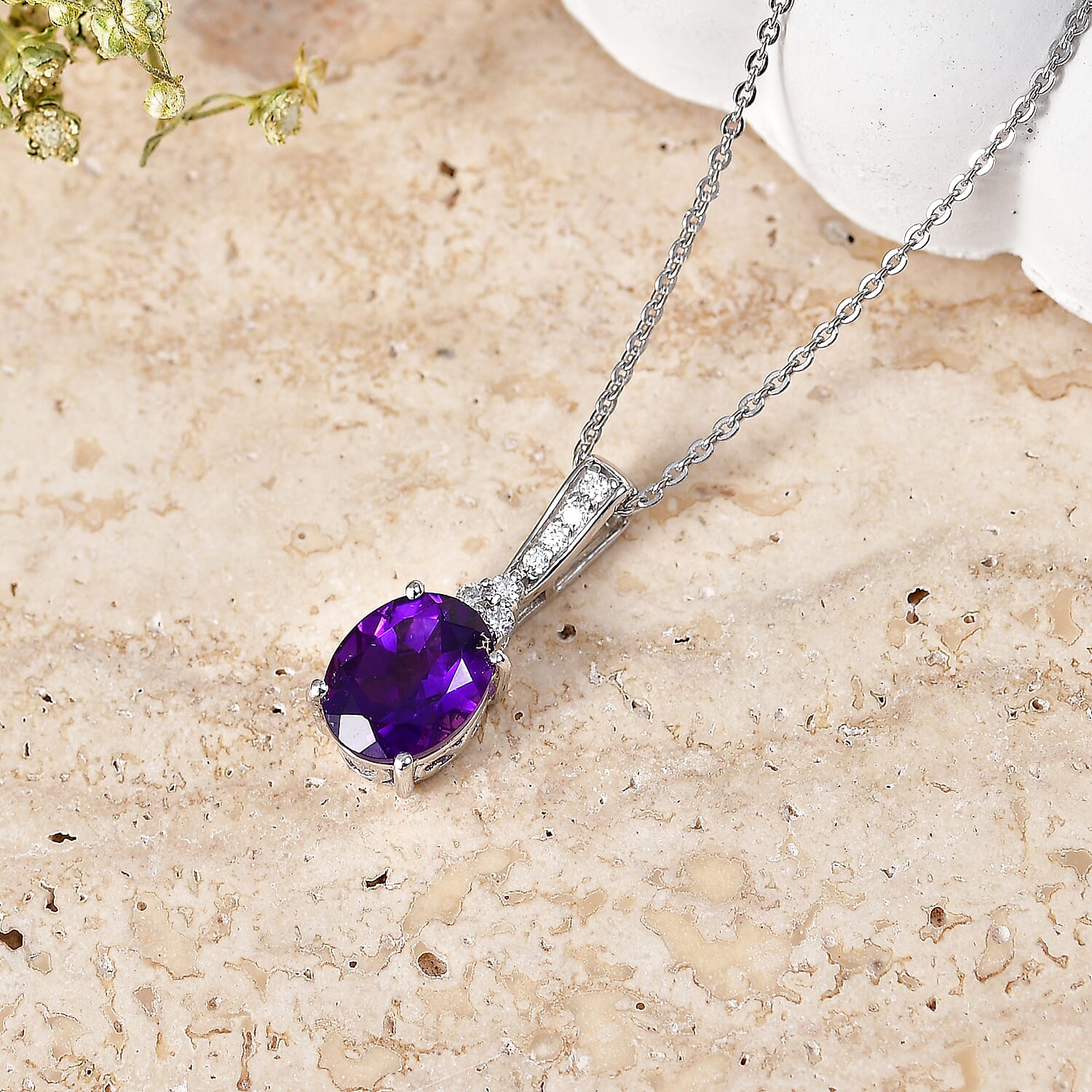 Amethyst and Moissanite Pendant