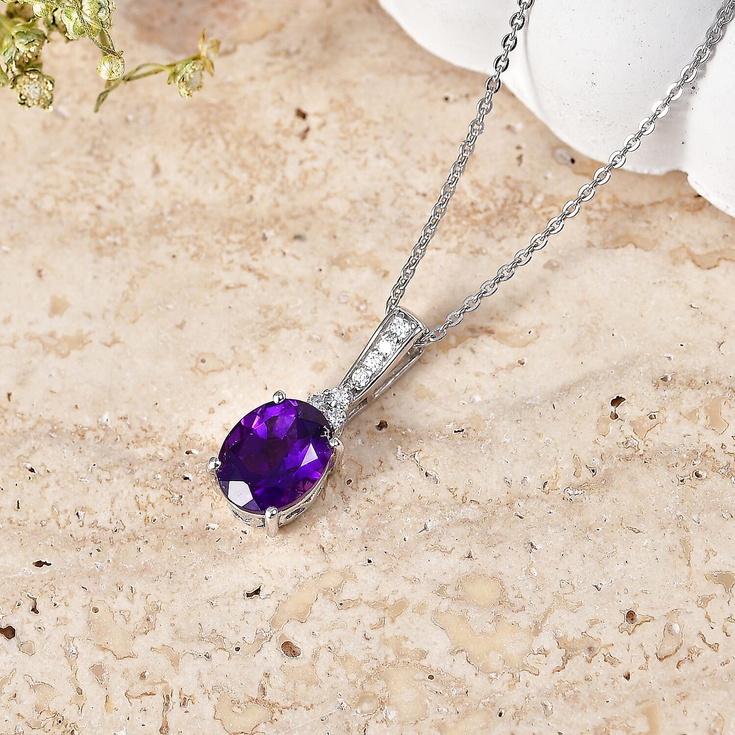 Amethyst and Moissanite Pendant