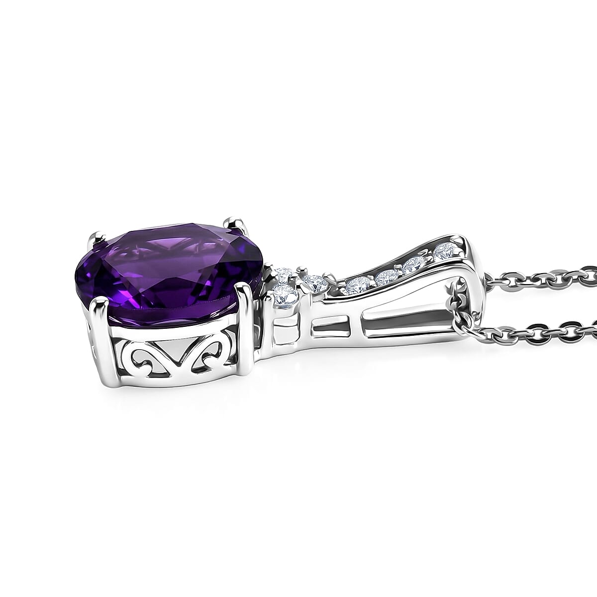 Amethyst and Moissanite Pendant