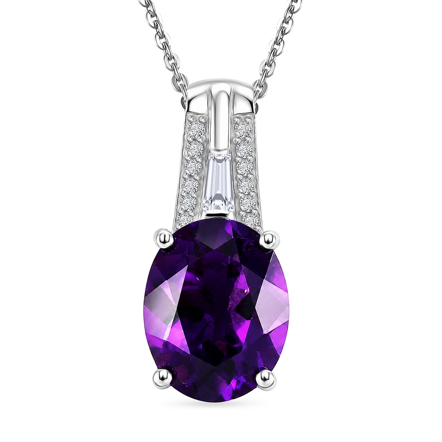 Moroccan Amethyst and Moissanite Pendant