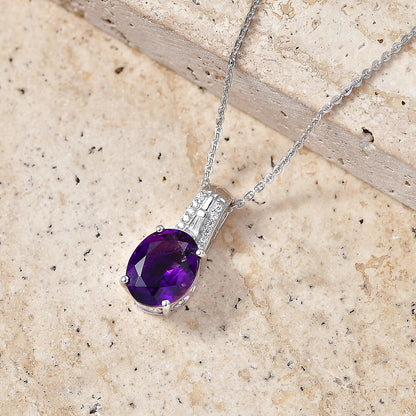 Moroccan Amethyst and Moissanite Pendant