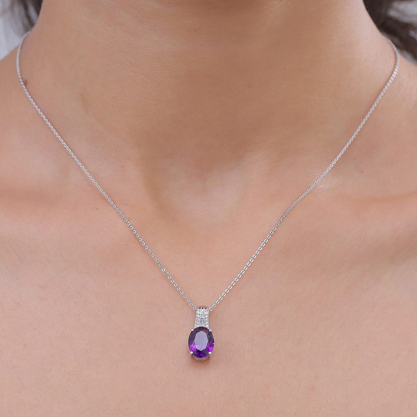 Moroccan Amethyst and Moissanite Pendant
