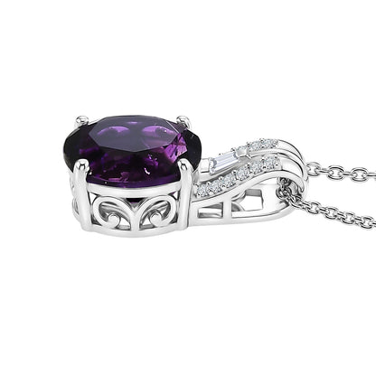 Moroccan Amethyst and Moissanite Pendant