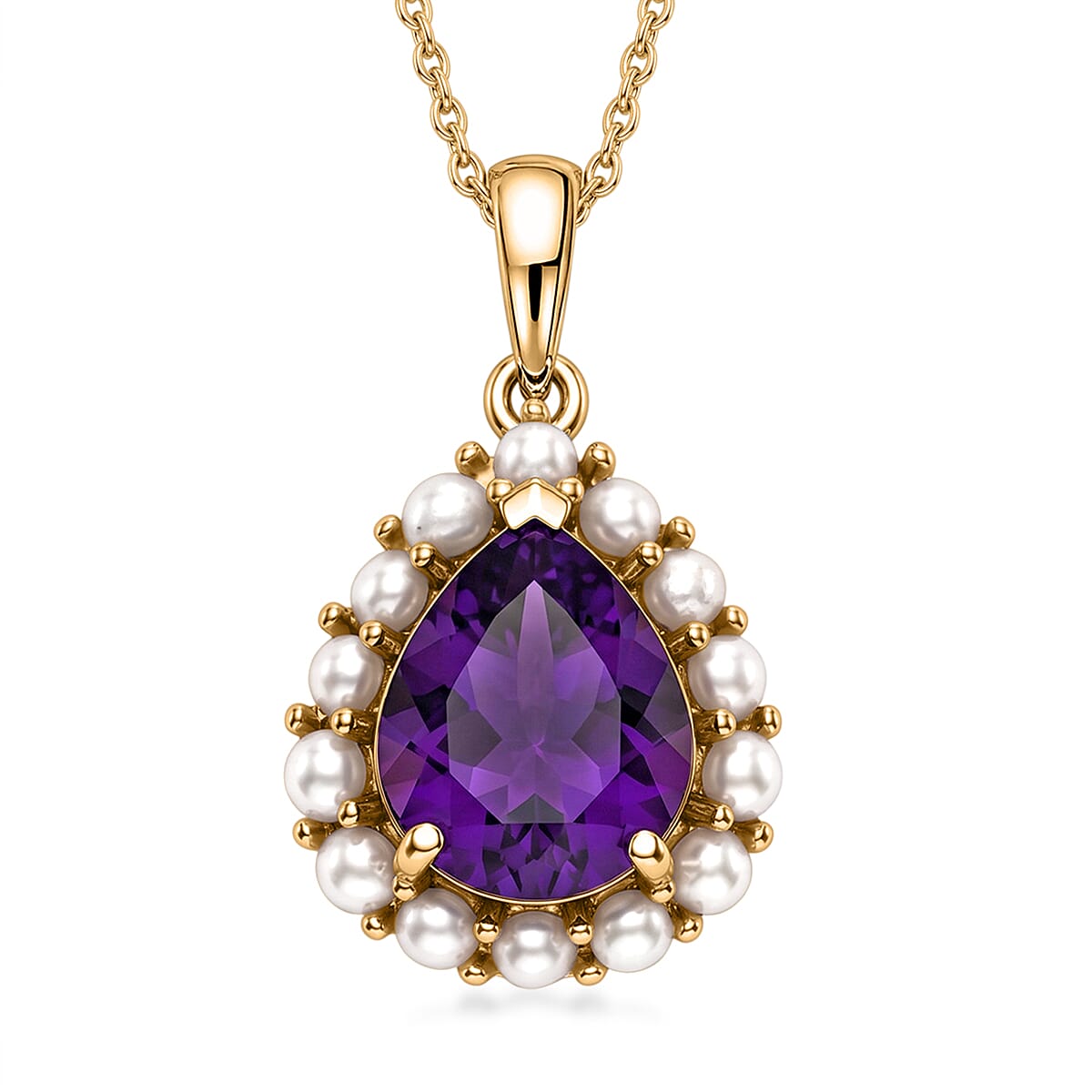Amethyst and Freshwater Pearl Crown Pendant