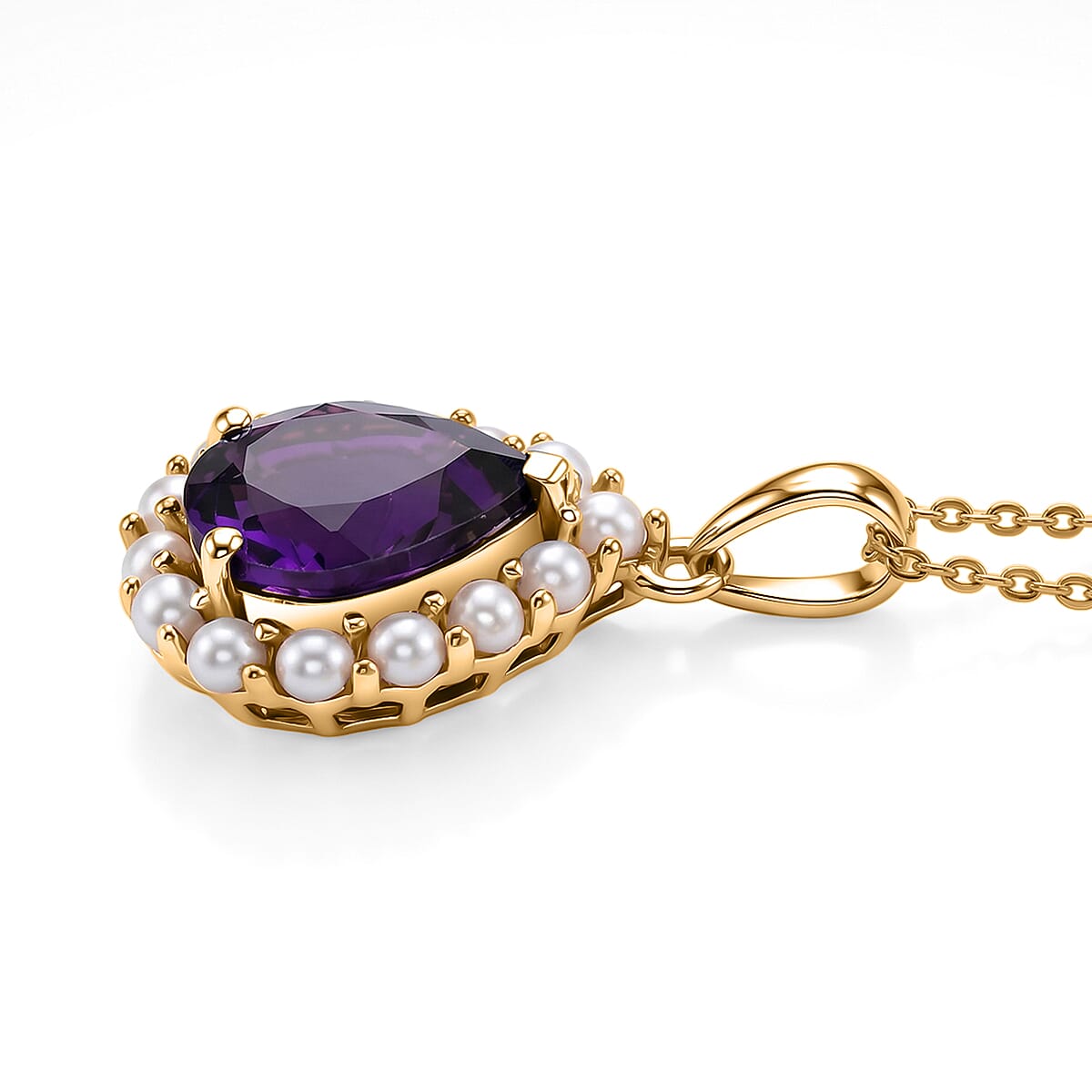 Amethyst and Freshwater Pearl Crown Pendant
