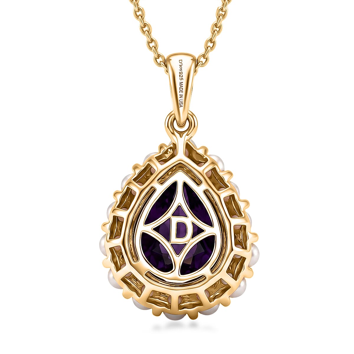 Amethyst and Freshwater Pearl Crown Pendant