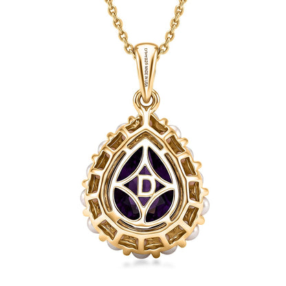 Amethyst and Freshwater Pearl Crown Pendant