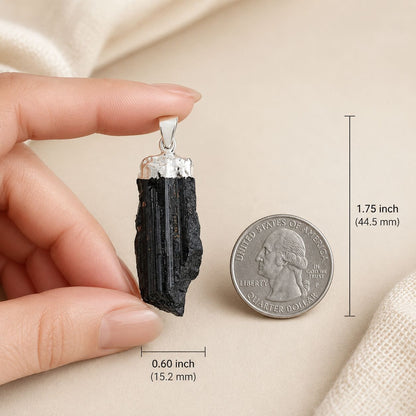 Raw Black Tourmaline Pendant – Protection Stone
