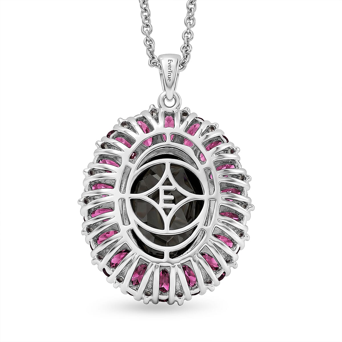 Black Spinel and Garnet Gemstone Pendant Necklace