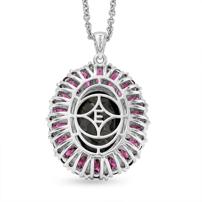 Black Spinel and Garnet Gemstone Pendant Necklace