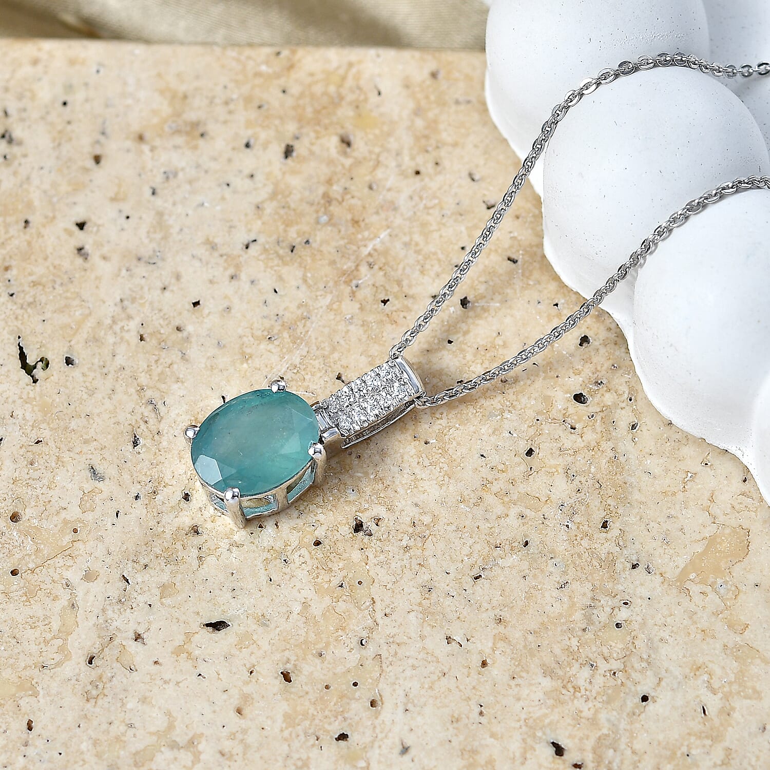 Grandidierite and Moissanite Solitaire Pendant