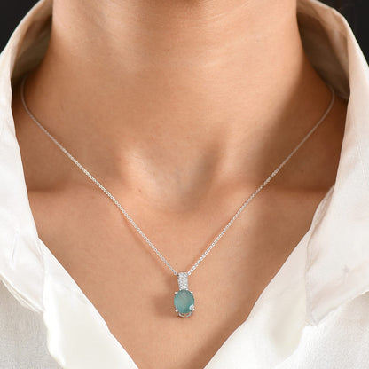 Grandidierite and Moissanite Solitaire Pendant