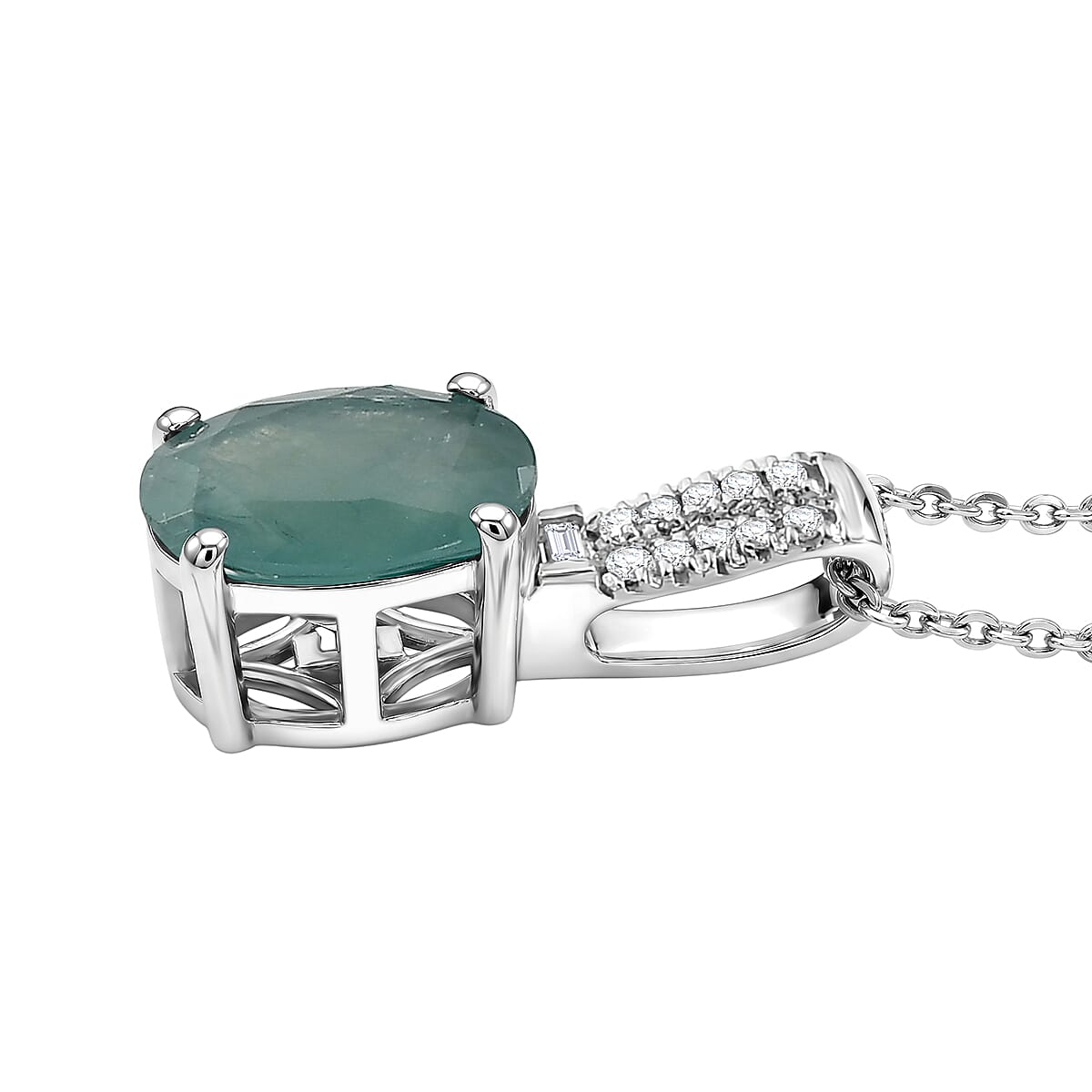 Grandidierite and Moissanite Solitaire Pendant