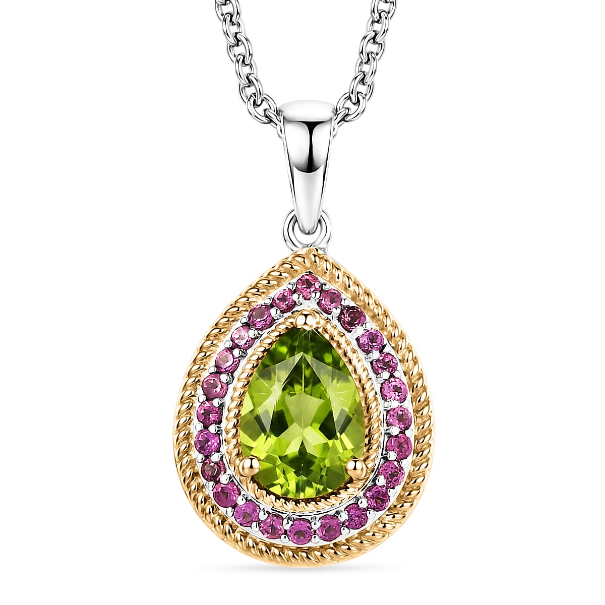 Peridot and Garnet Gemstone Pendant