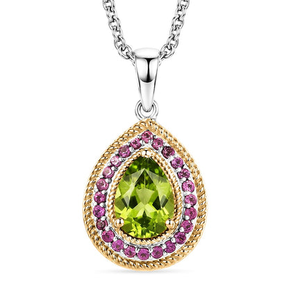 Peridot and Garnet Gemstone Pendant