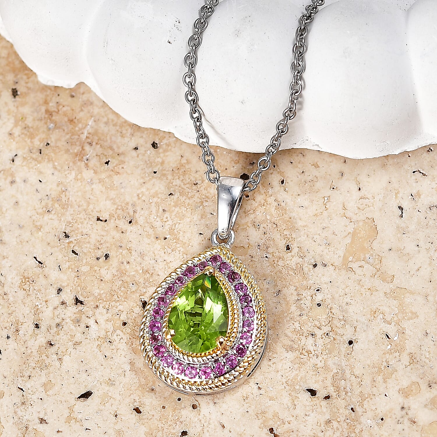 Peridot and Garnet Gemstone Pendant