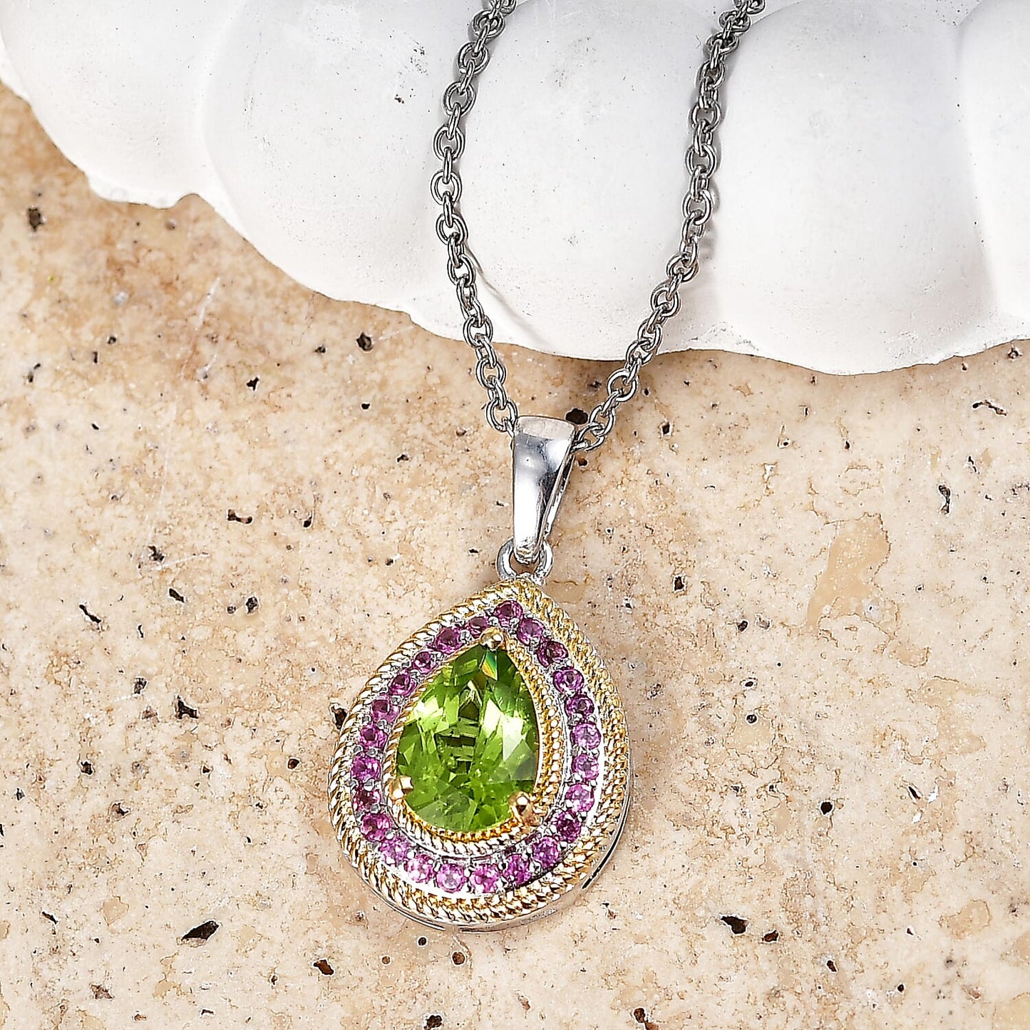 Peridot and Garnet Gemstone Pendant