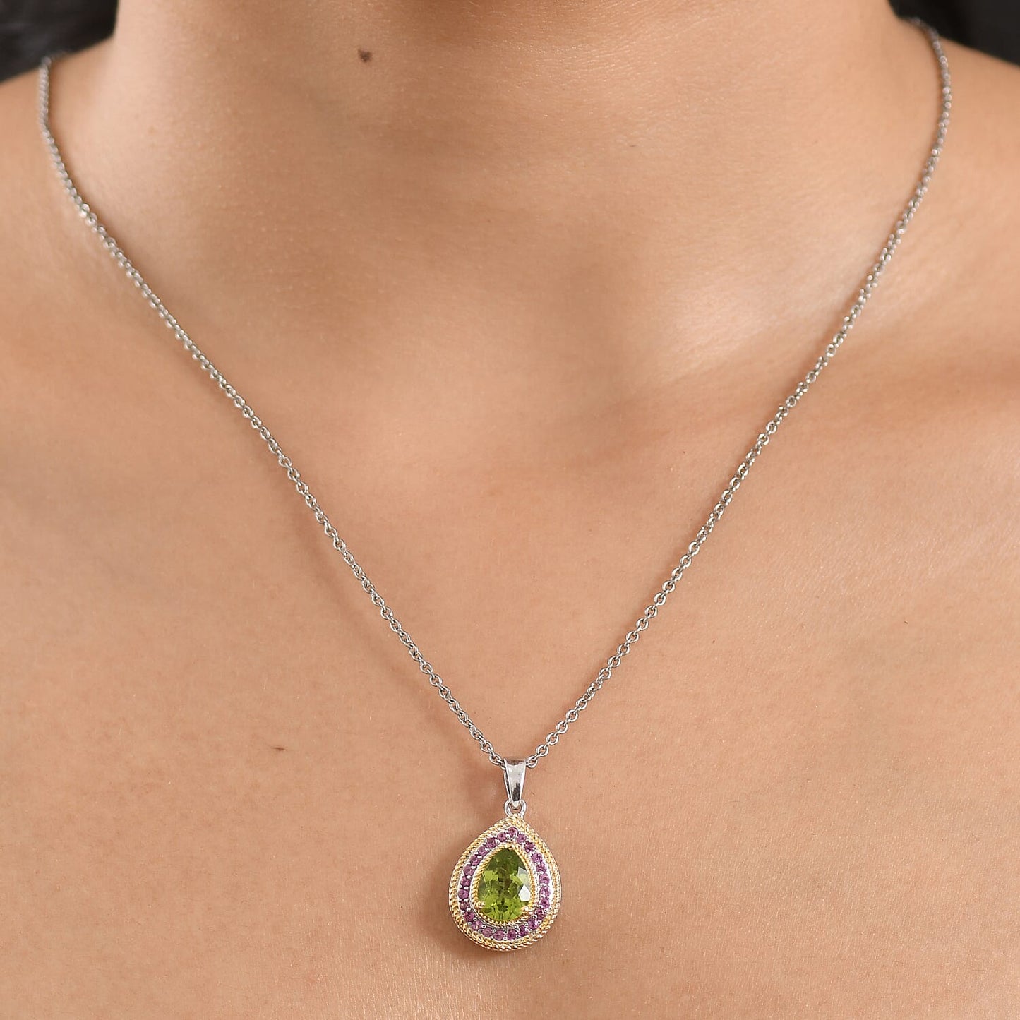 Peridot and Garnet Gemstone Pendant