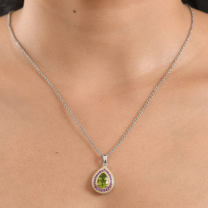 Peridot and Garnet Gemstone Pendant