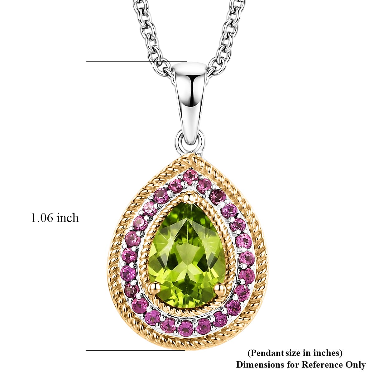 Peridot and Garnet Gemstone Pendant