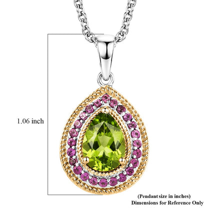 Peridot and Garnet Gemstone Pendant