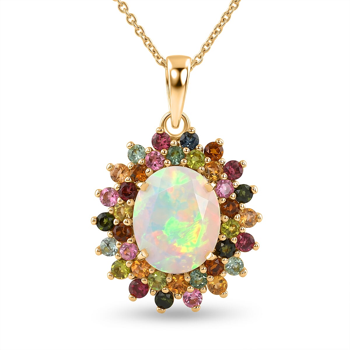 Opal and Multi-Tourmaline Pendant