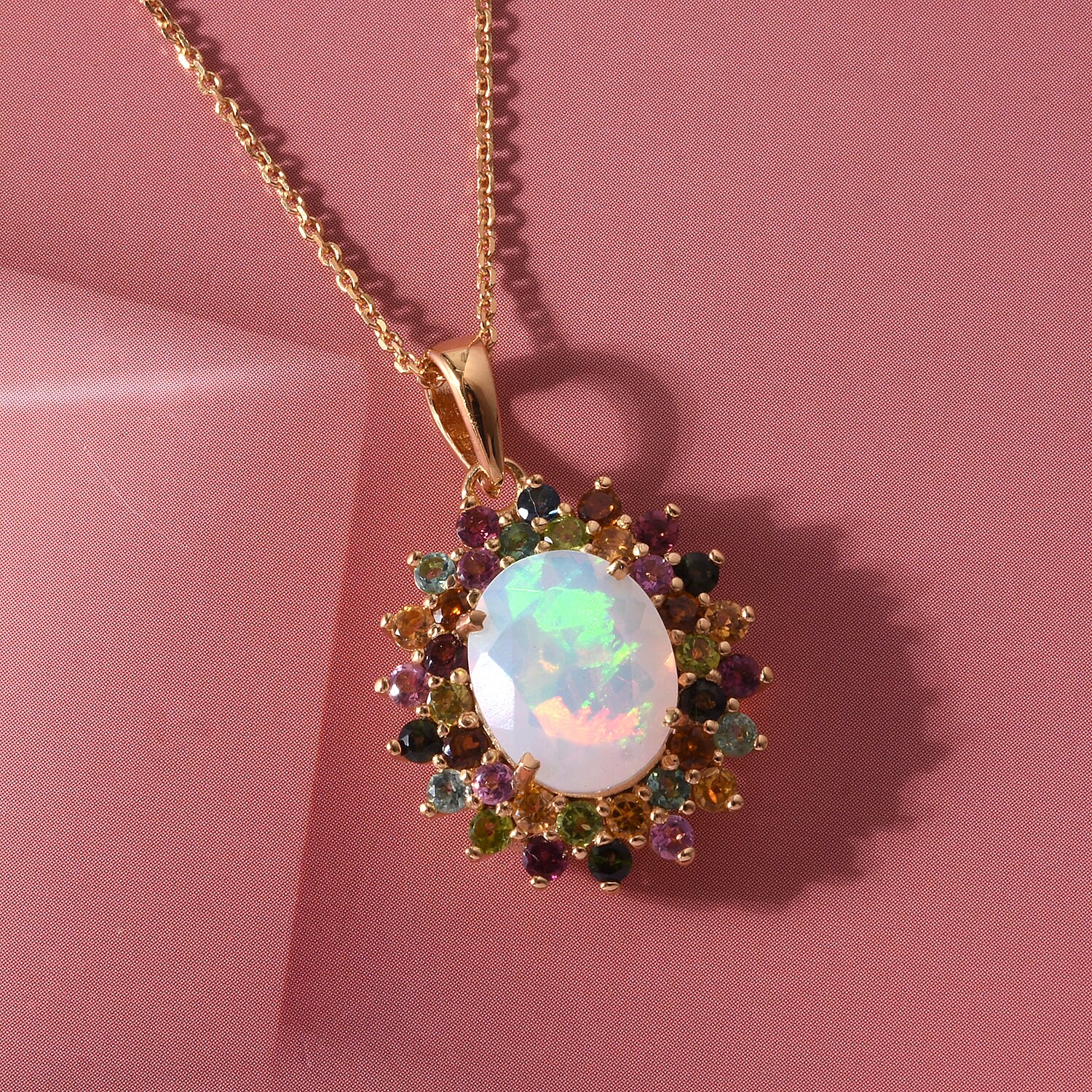 Opal and Multi-Tourmaline Pendant