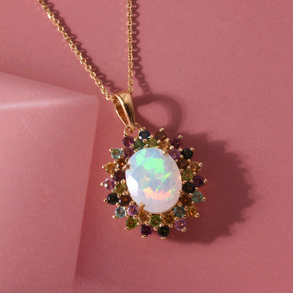 Opal and Multi-Tourmaline Pendant