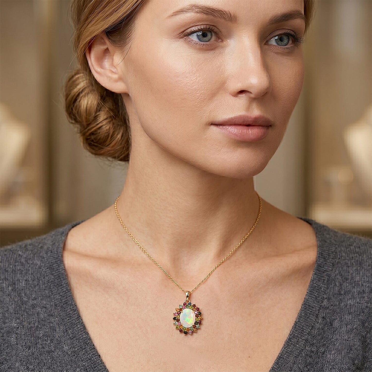 Opal and Multi-Tourmaline Pendant