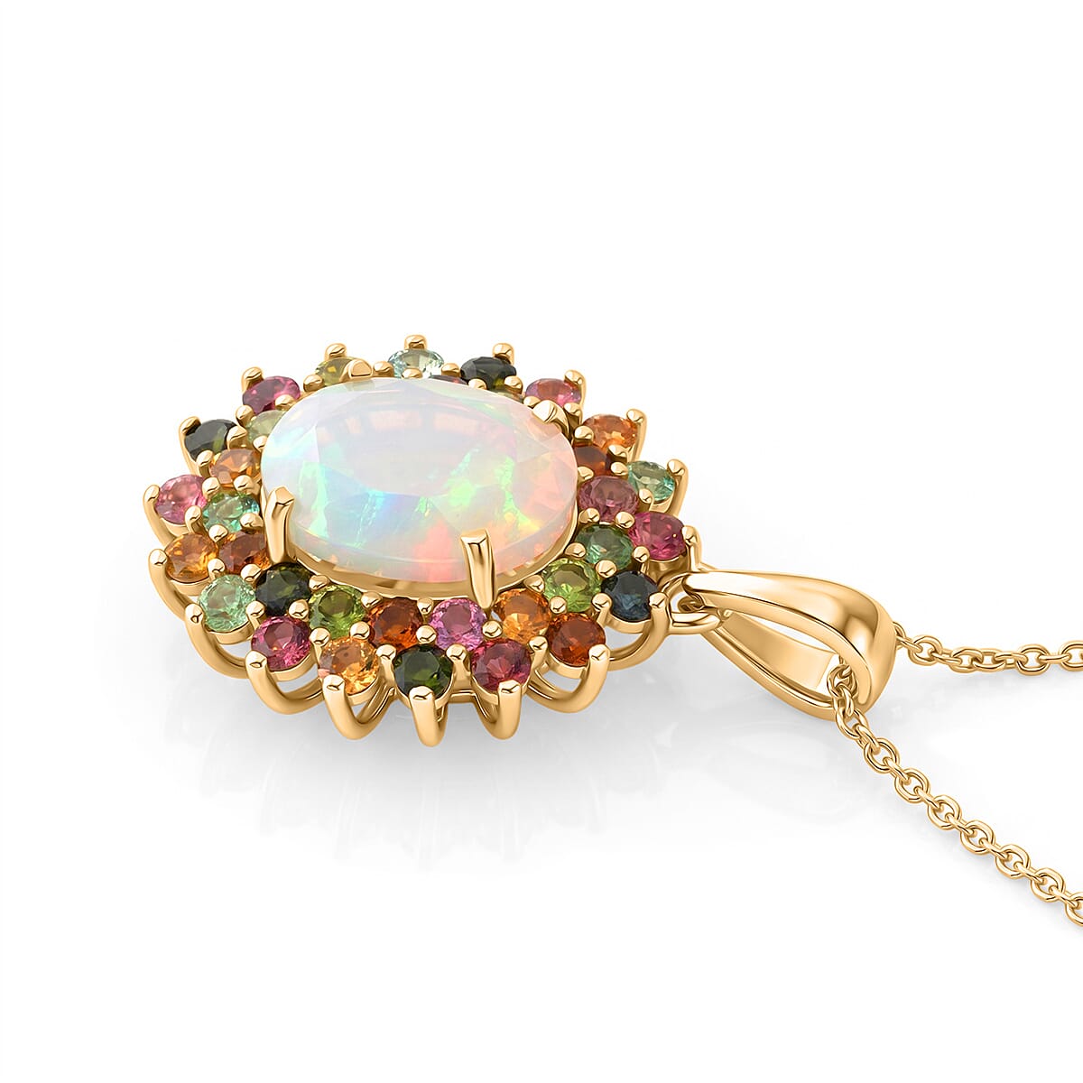 Opal and Multi-Tourmaline Pendant