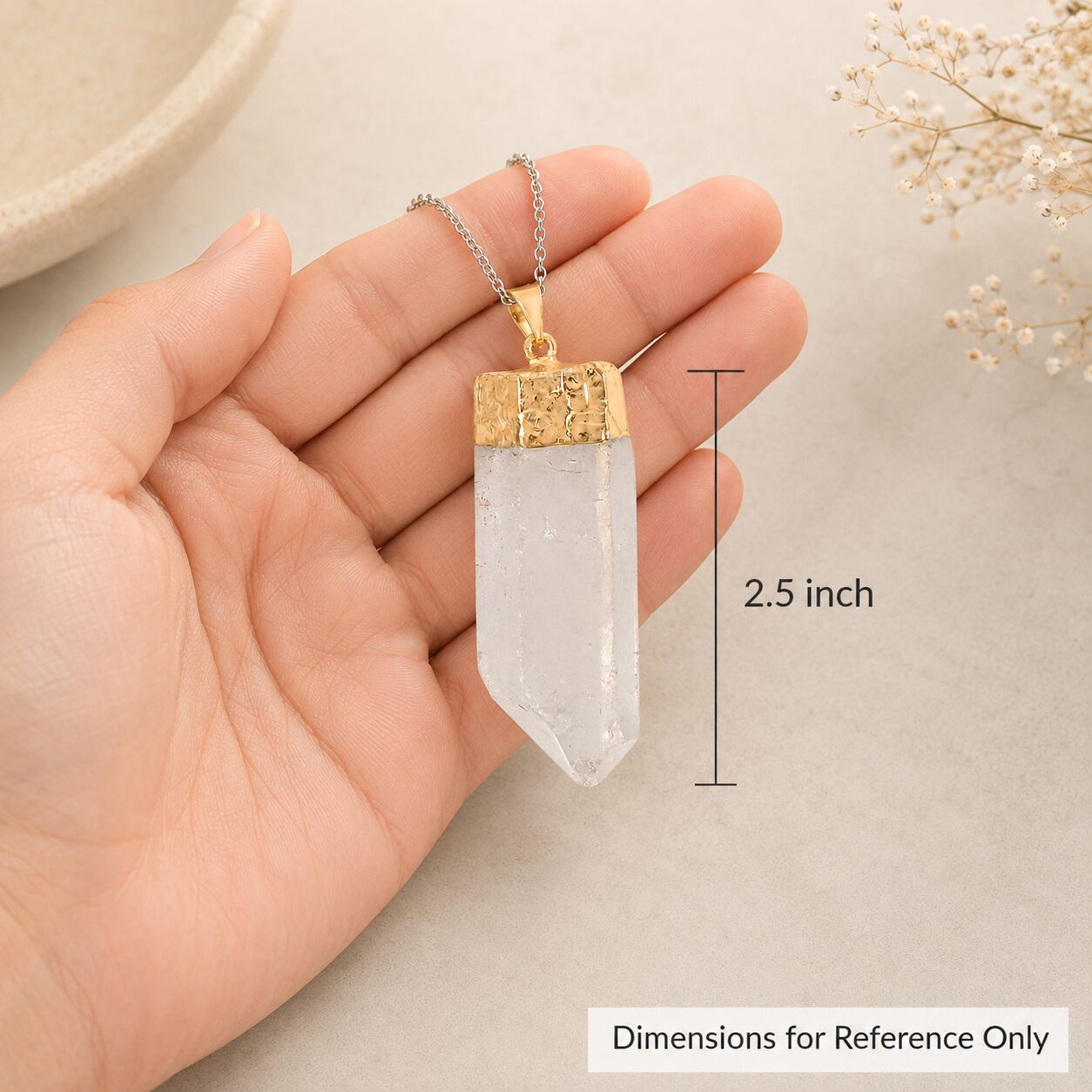 Bold Clear Quartz Point Pendant – Silver or Gold