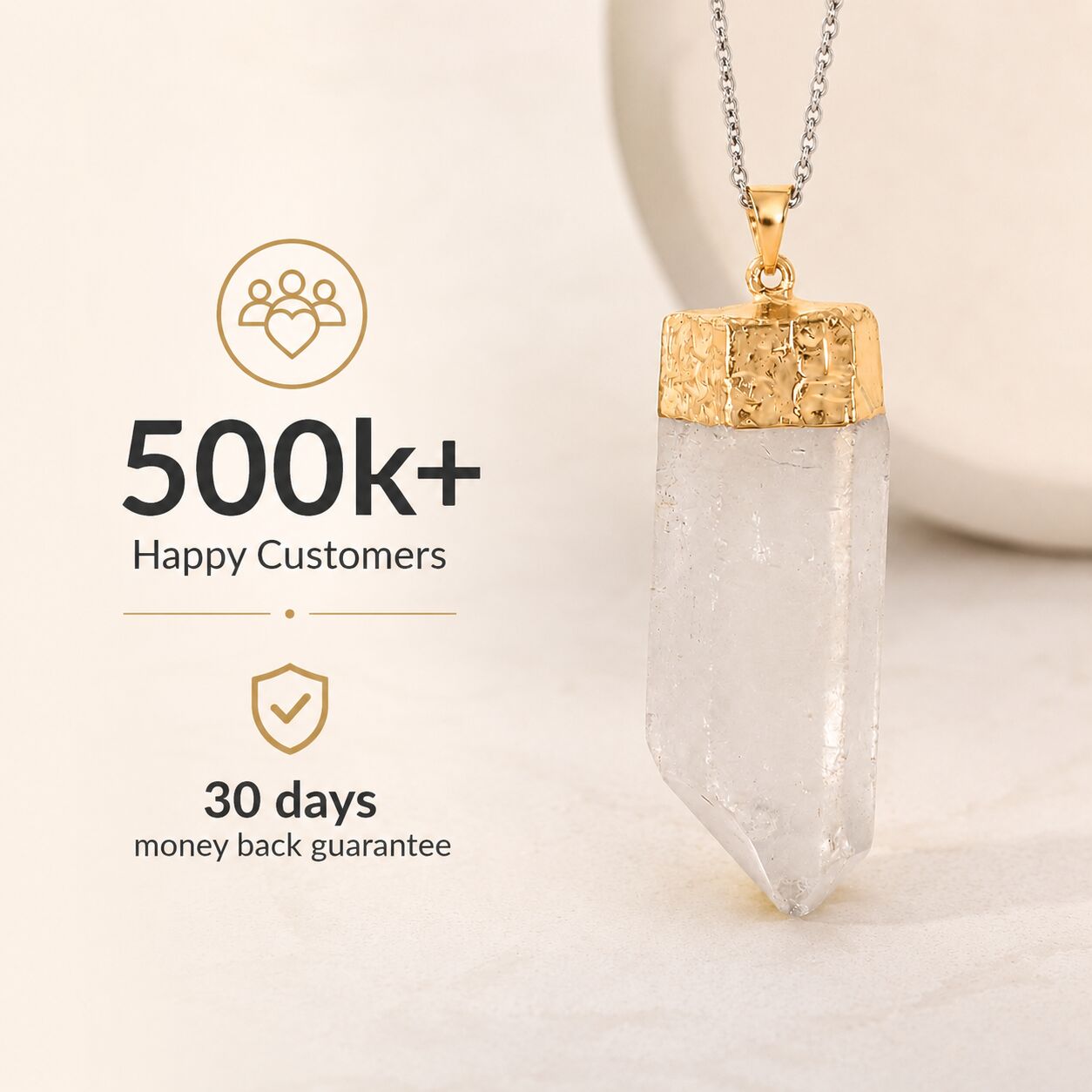 Bold Clear Quartz Point Pendant – Silver or Gold