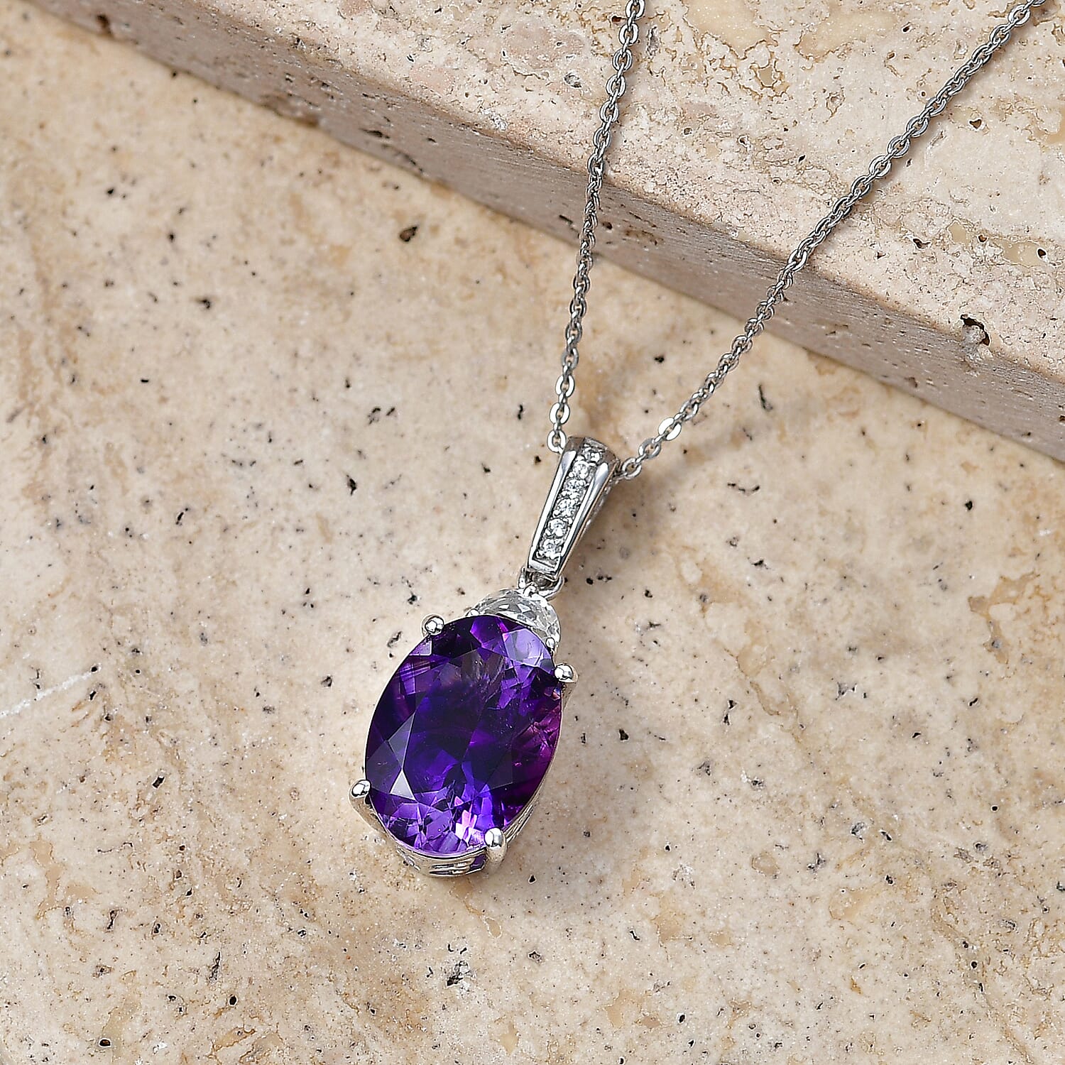 Amethyst and White Zircon Royal Pendant