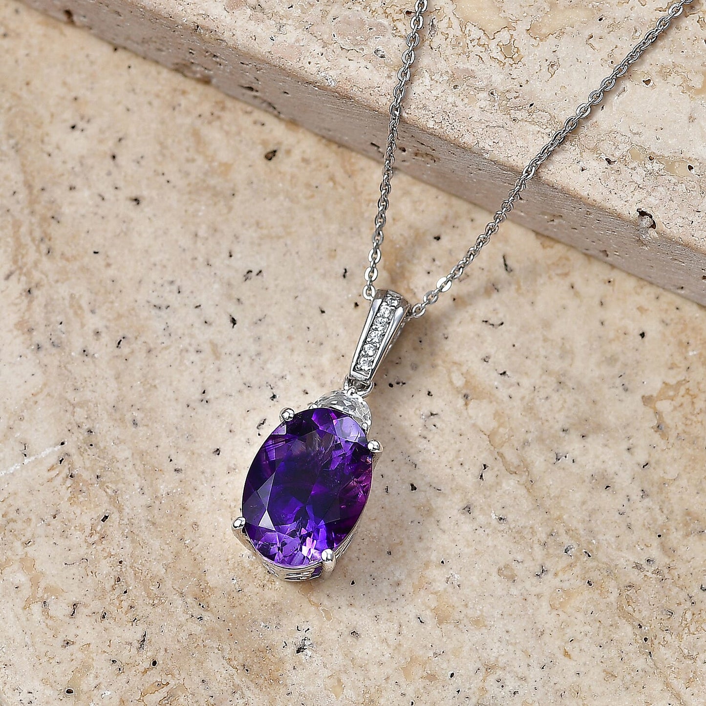 Amethyst and White Zircon Royal Pendant