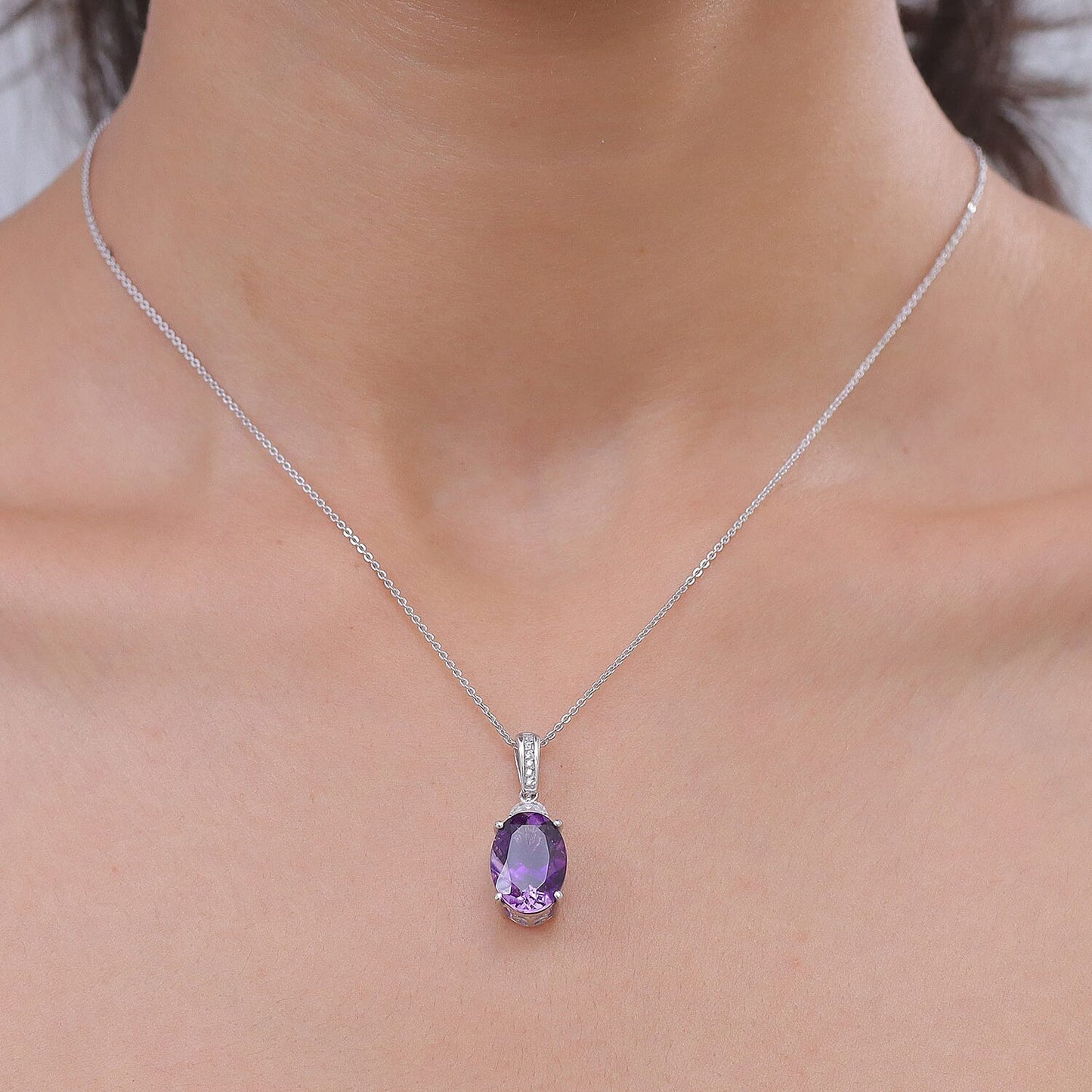 Amethyst and White Zircon Royal Pendant