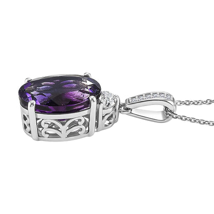 Amethyst and White Zircon Royal Pendant