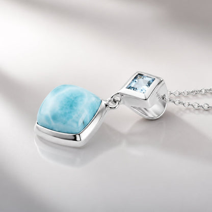 Larimar and Sky Blue Topaz Sterling Silver Pendant, 20" Chain